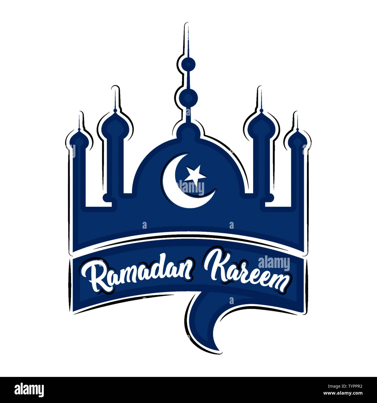 Isolated islamic mosque with a banner and text. Ramadan kareem - Vector ...