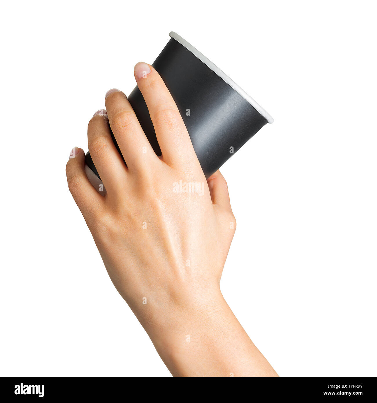 Woman hand holding coffee paper drinking cup Stock Photo - Alamy