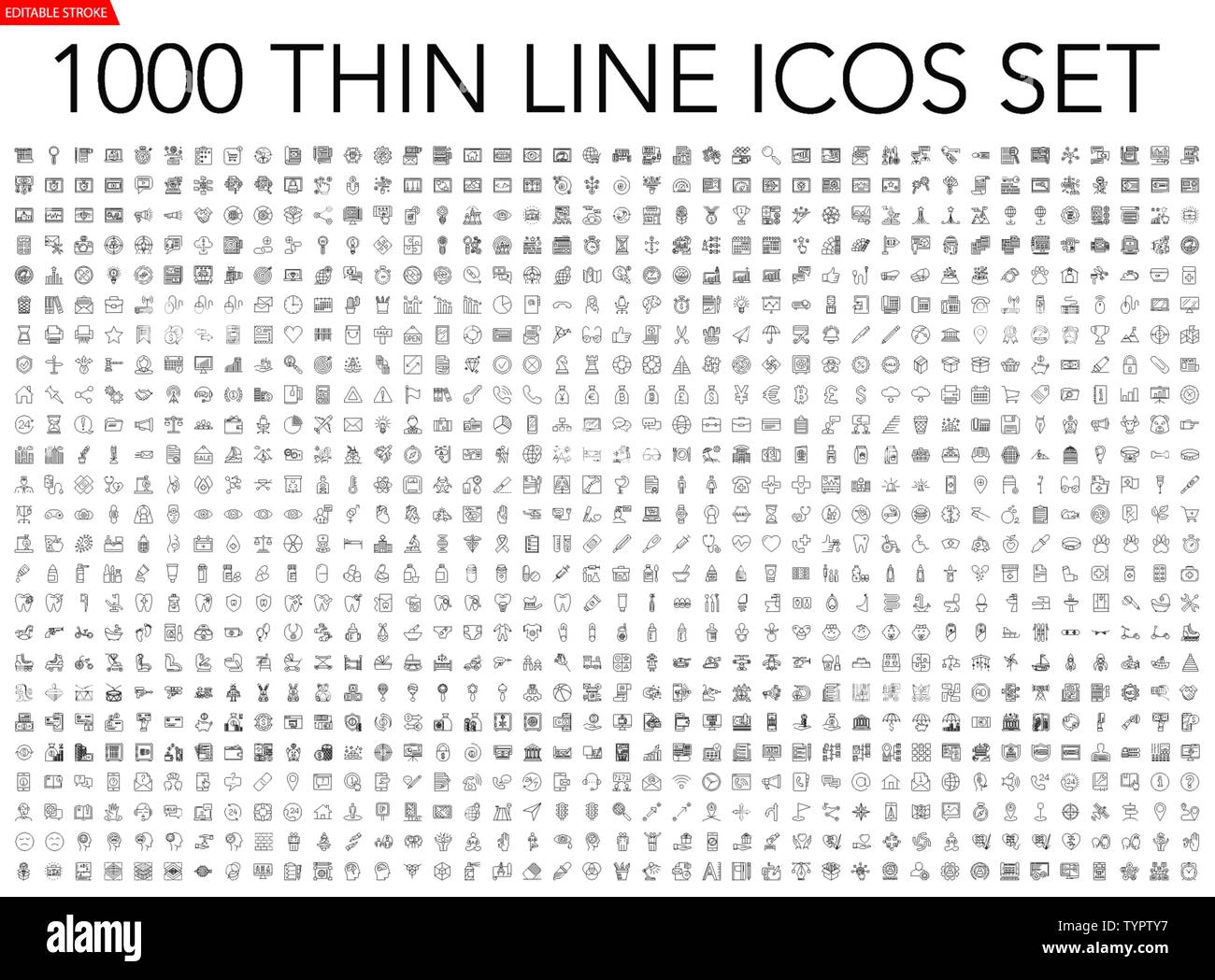 Set of 1000 thin line icons Stock Vector Image & Art - Alamy