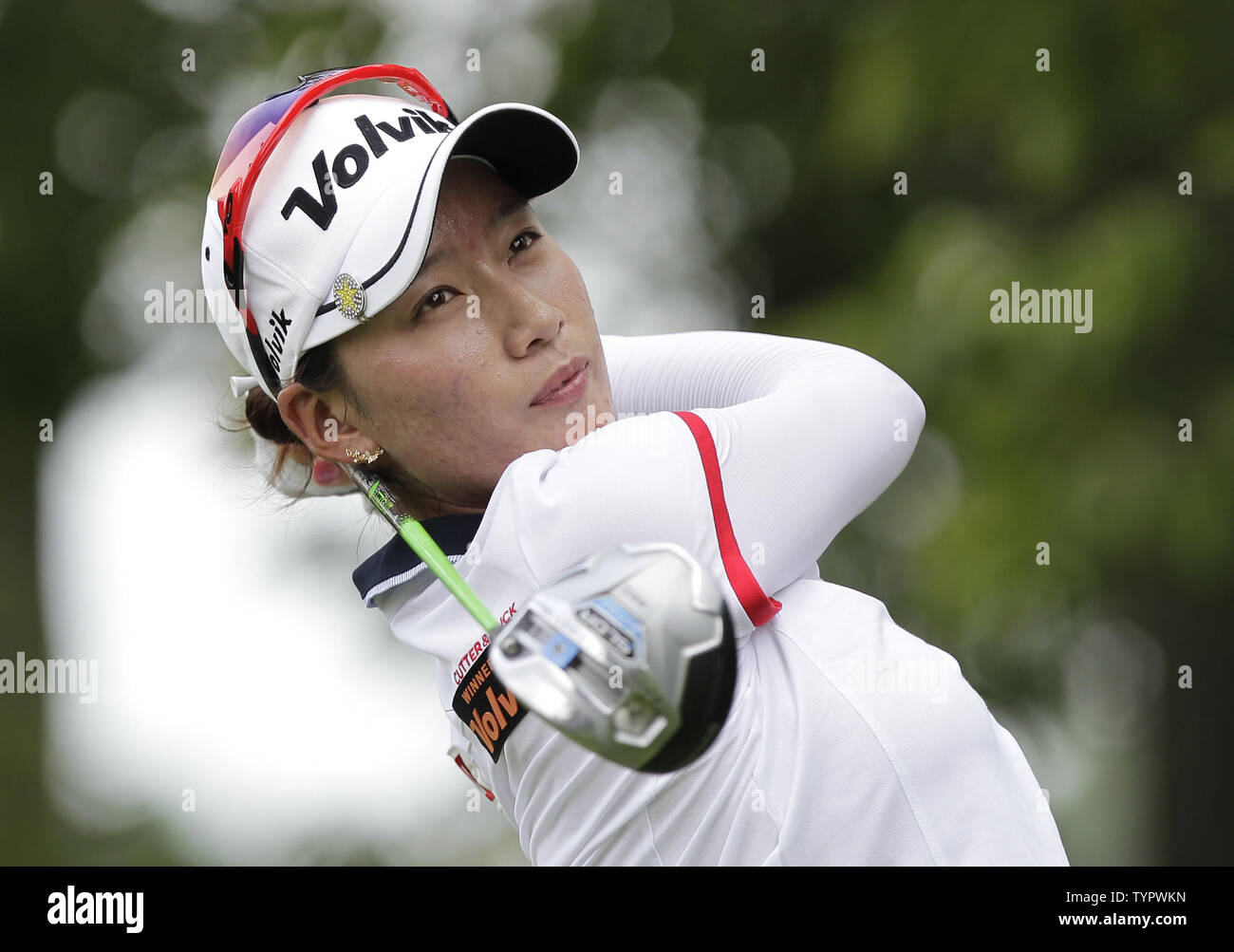 Chella Choi Korea hits her tee shot on the second hole in the final round of the LPGA U.S. Women's Open Championship at Lancaster Country Club in Lancaster, PA on July 12, 2015.       Photo by John Angelillo/UPI Stock Photo