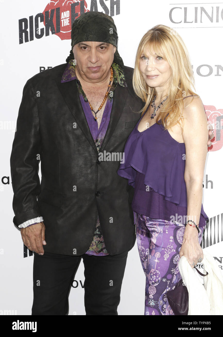 Steven Van Zandt and Maureen Van Zandt arrive on the red carpet at the New York premier of 'Ricki And The Flash' at AMC Lincoln Square Theater in New York City on August 3, 2015.        Photo by John Angelillo/UPI Stock Photo