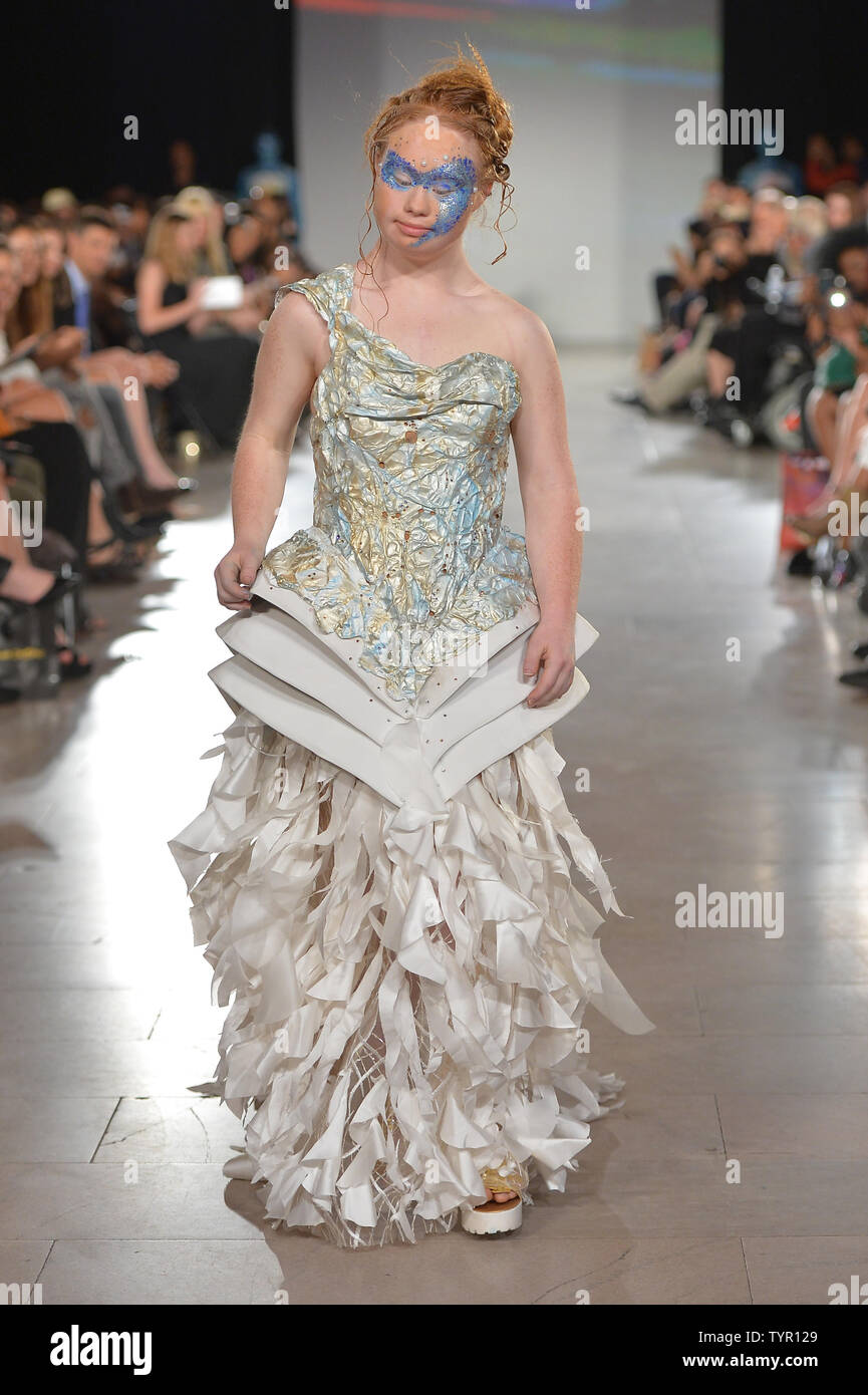 Model Madeline Stuart, who has Down's Syndrome, walks the runway at the Moda Fashion Show during New York Fashion Week Spring/Summer 2016 Collections in New City on September 13, 2015.