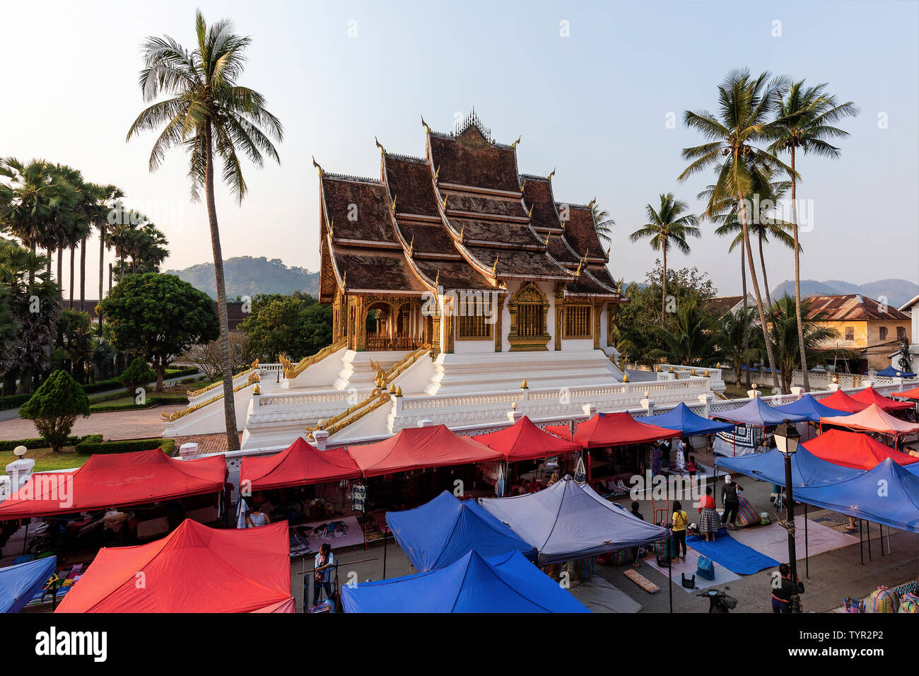 LUANG PRABANG, LAOS - MARCH 2019; Haw Pha Bang Temple Stock Photo