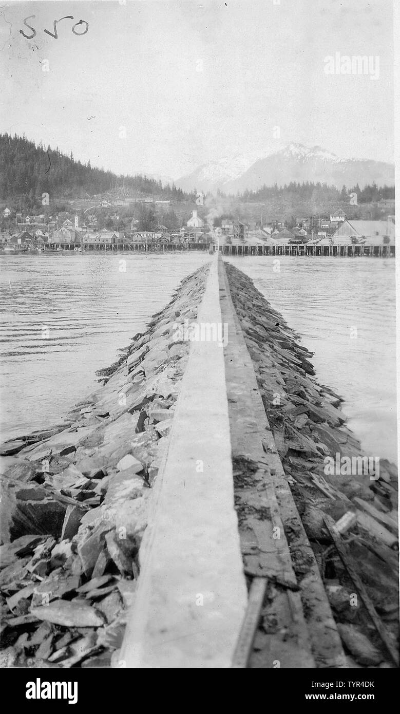 Wrangell Harbor, Alaska. Completed breakwater. 1927 Stock Photo Alamy
