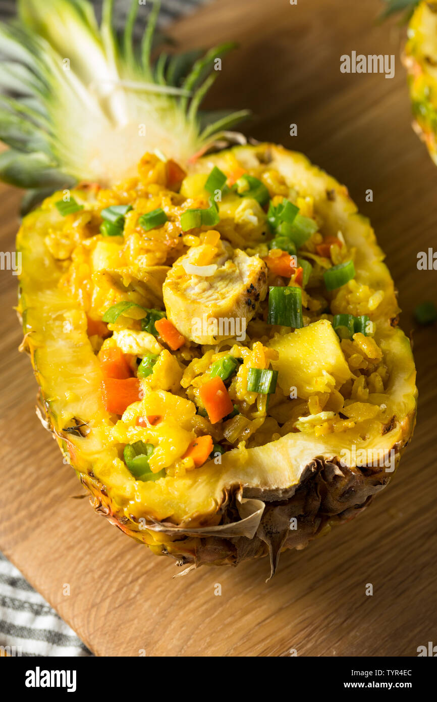 Homemade Pineapple Chicken Fried Rice in a Bowl Stock Photo Alamy