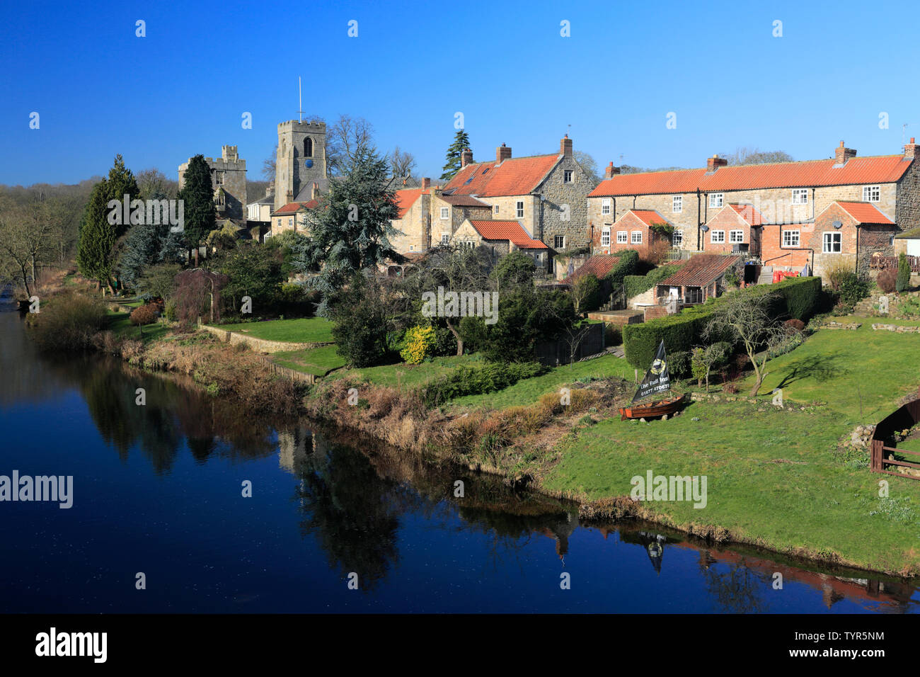 St Nicholas Church and the Marmion Tower, River Ure, West Tanfield