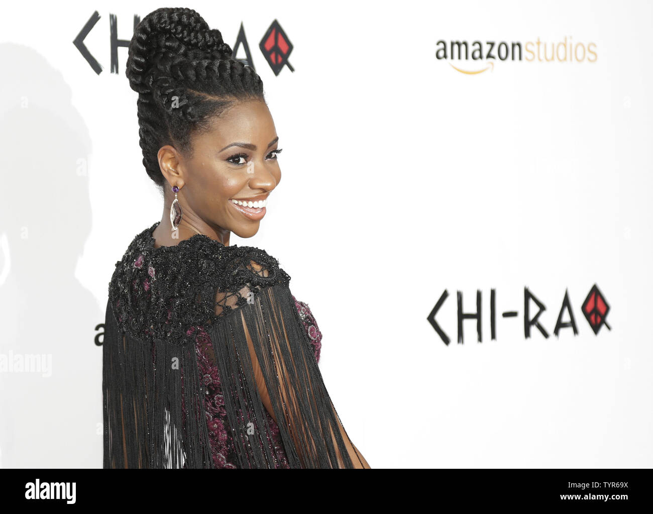 Teyonah Parris arrives on the red carpet at the &lsquo;CHI-RAQ&rsquo; New York