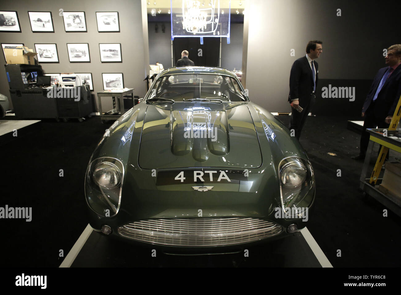 A1962 Aston Martin DB4/GT Zagato is on display during a press preview before the 'Driven by Disruption' auction at Sotheby's in New York City on December 4, 2015. The auction will include more than 30 vehicles spanning 70 years in automotive innovation.     Photo by John Angelillo/UPI Stock Photo