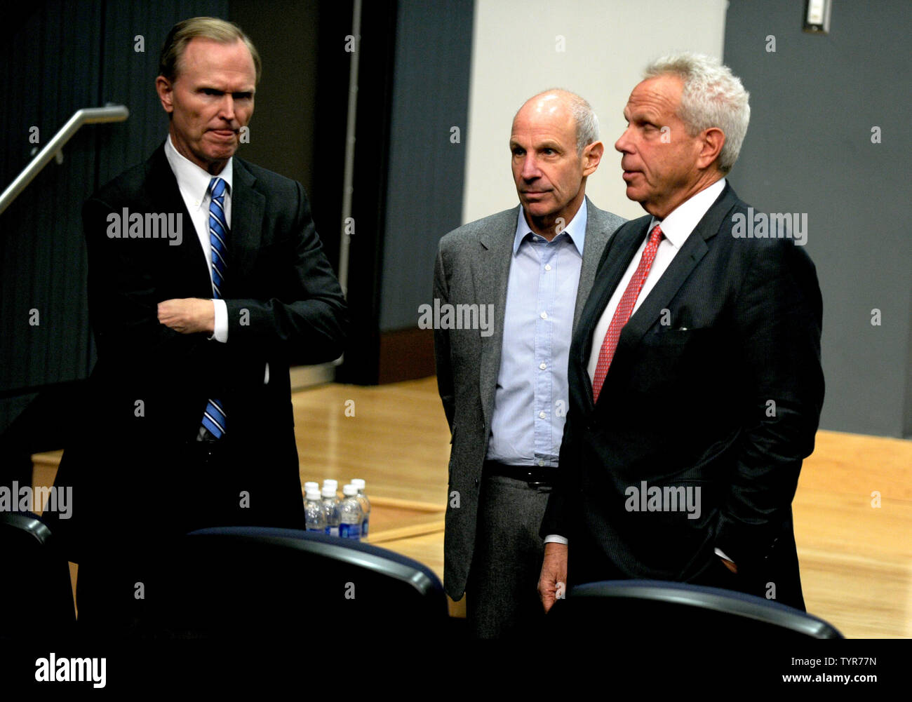 New York Giants president and chief executive officer John Mara, chairman  and executive vice president of the New York Giants Steve Tisch and  Chairman of Loews Hotels Jonathan Tisch wait for the