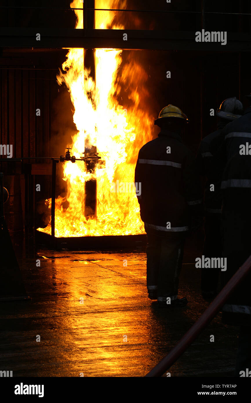 industrial fire, fuel leak Stock Photo Alamy