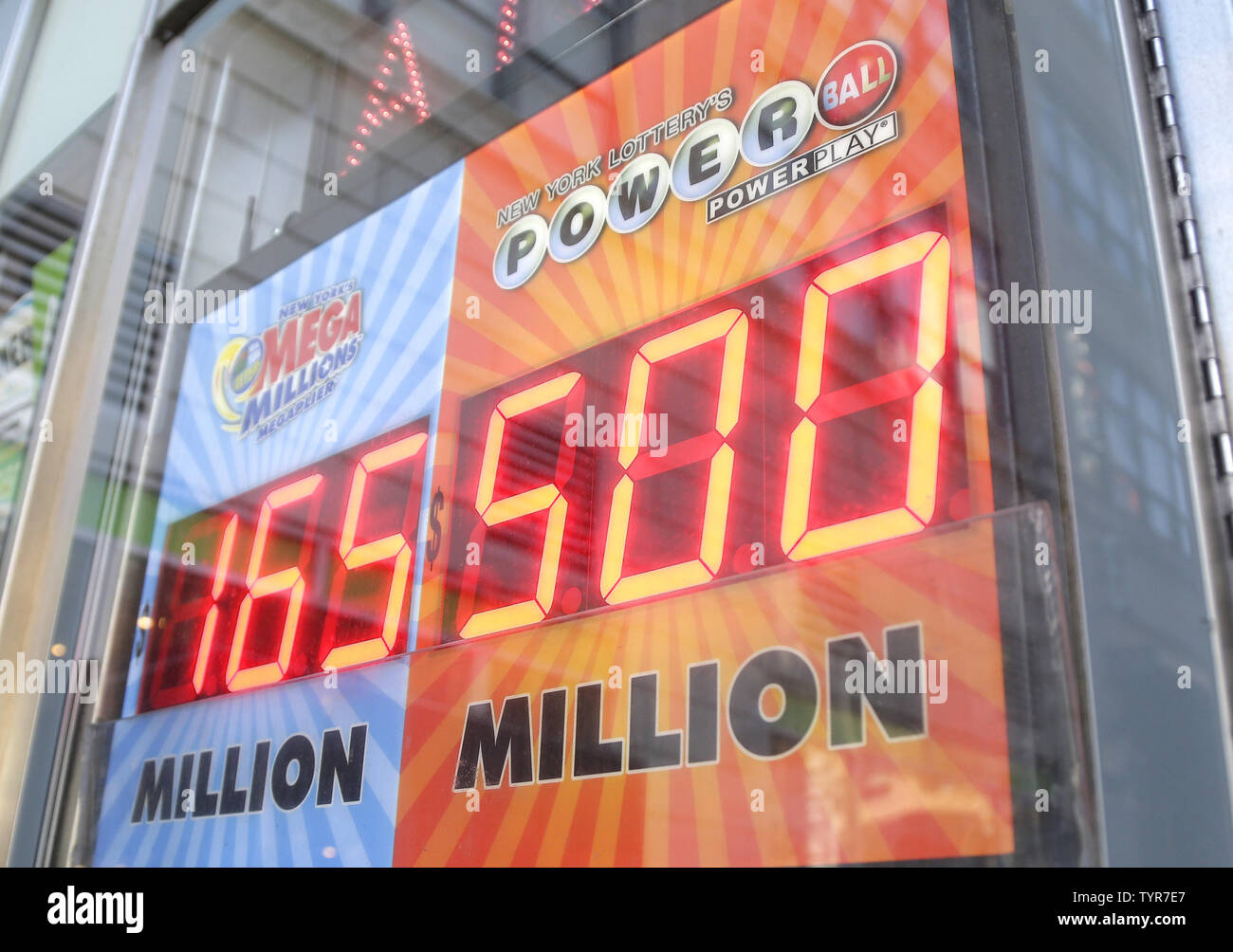 A digital display shows the Powerball lottery at 500 million dollars at