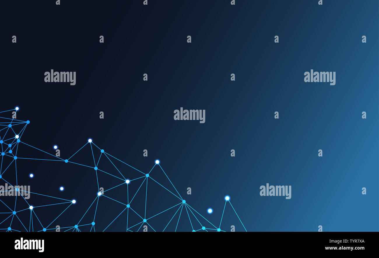 Interconnected dot wire material with a sense of technology. Big data concept background. Stock Photo