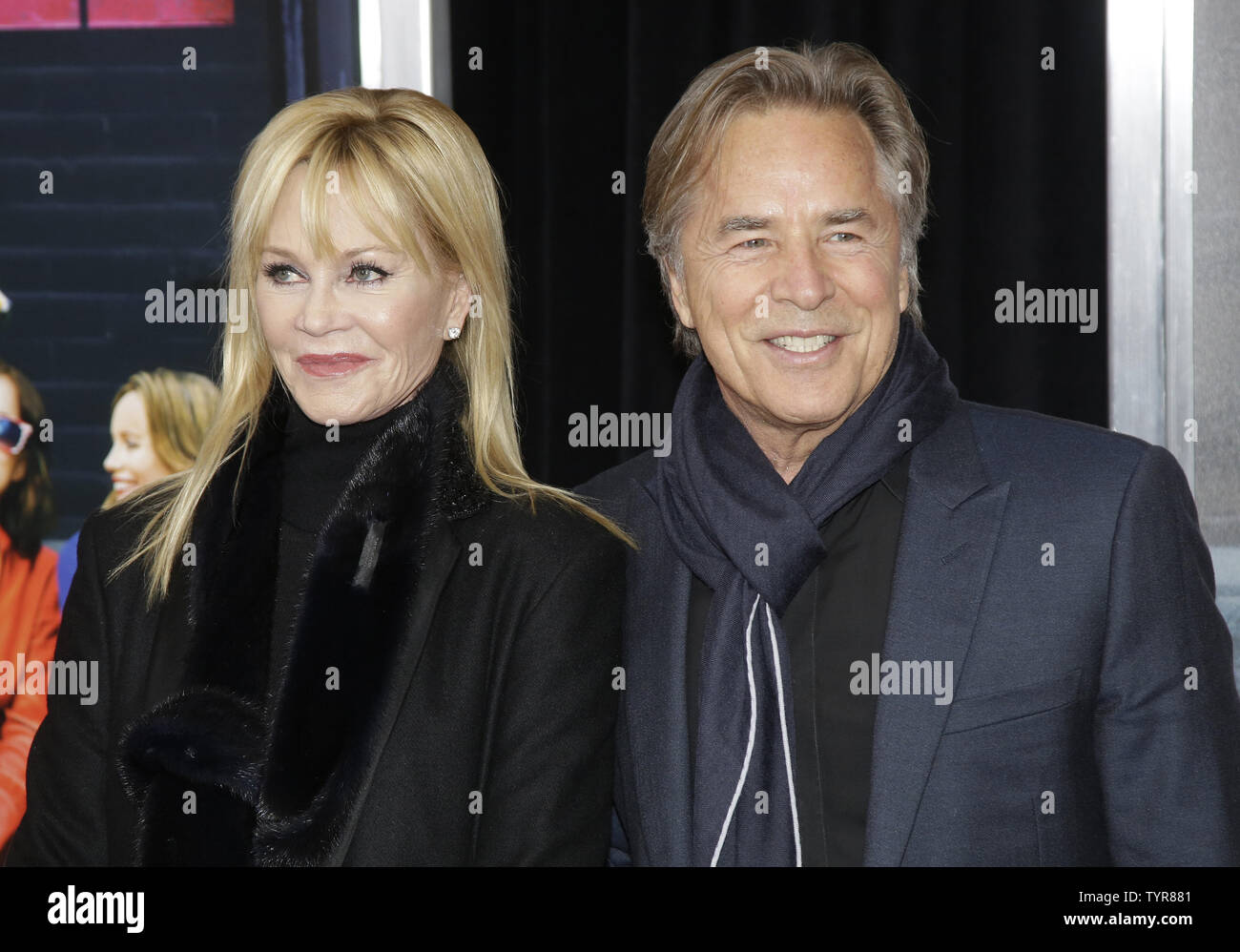 Melanie Griffith and Don Johnson arrive on the red carpet at the New York Premiere of How To Be Single at the NYU Skirball Center on February 3, 2016 in New York City.    Photo by John Angelillo/UPI Stock Photo