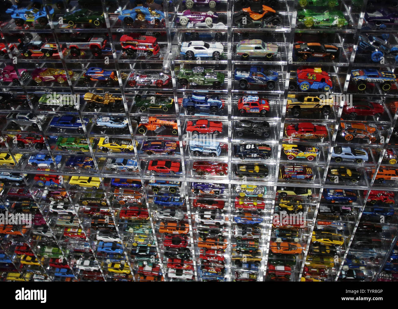 Hot Wheels cars by Mattel are on display at the 113th North American  International Toy Fair at the Jacob K. Javits Convention Center in New York  City on February 13, 2016. The