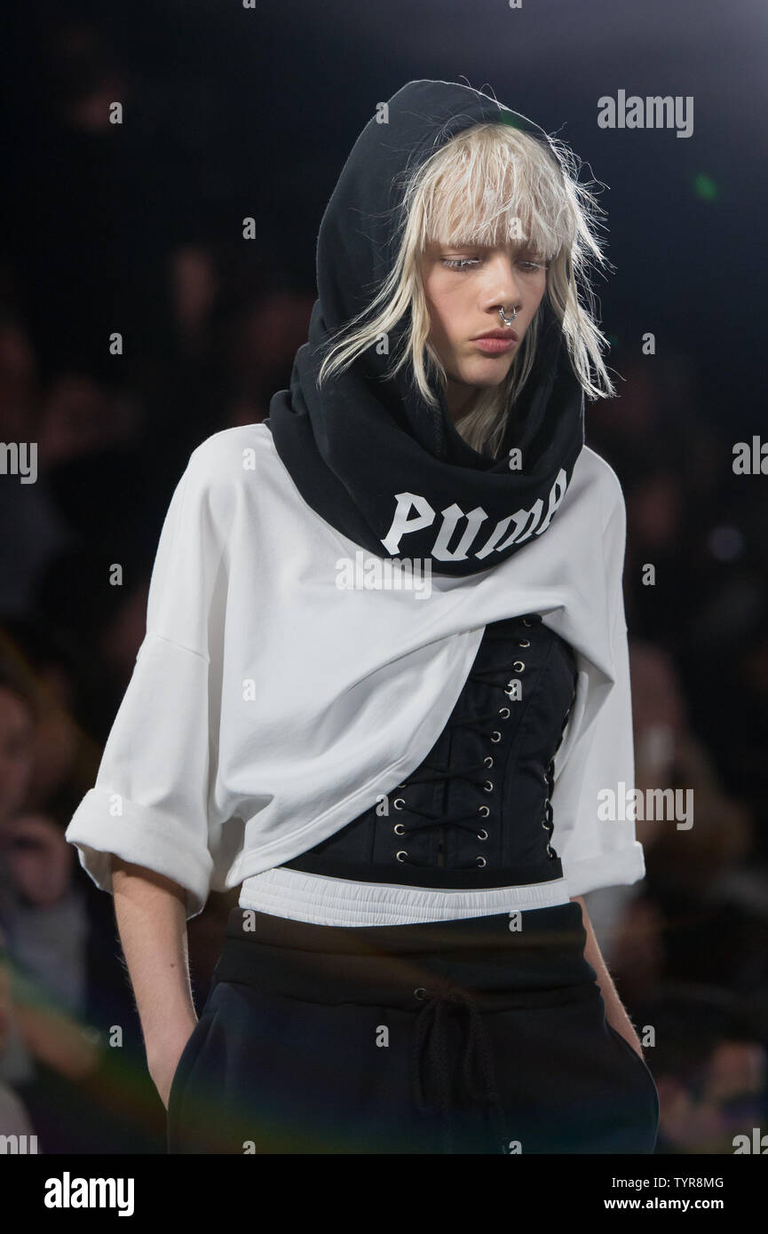 A model on the runway at the FENTY PUMA by Rihanna 2016 Collection