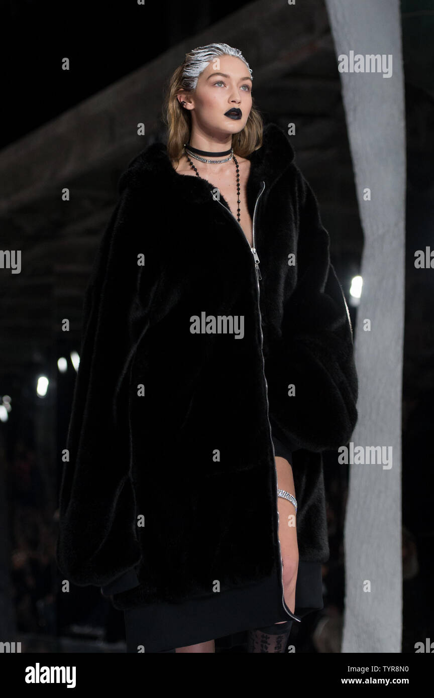 Gigi Hadid on the runway at the FENTY PUMA by Rihanna 2016 Collection at 23  Wall Street during Fall 2016 New York Fashion Week on February 12, 2016 in  New York City.