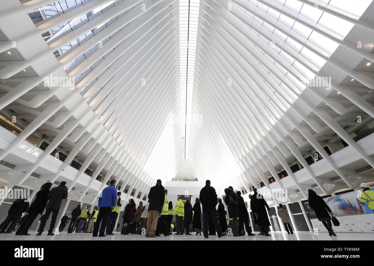 Media And Construction Workers Stand Inside The World Trade