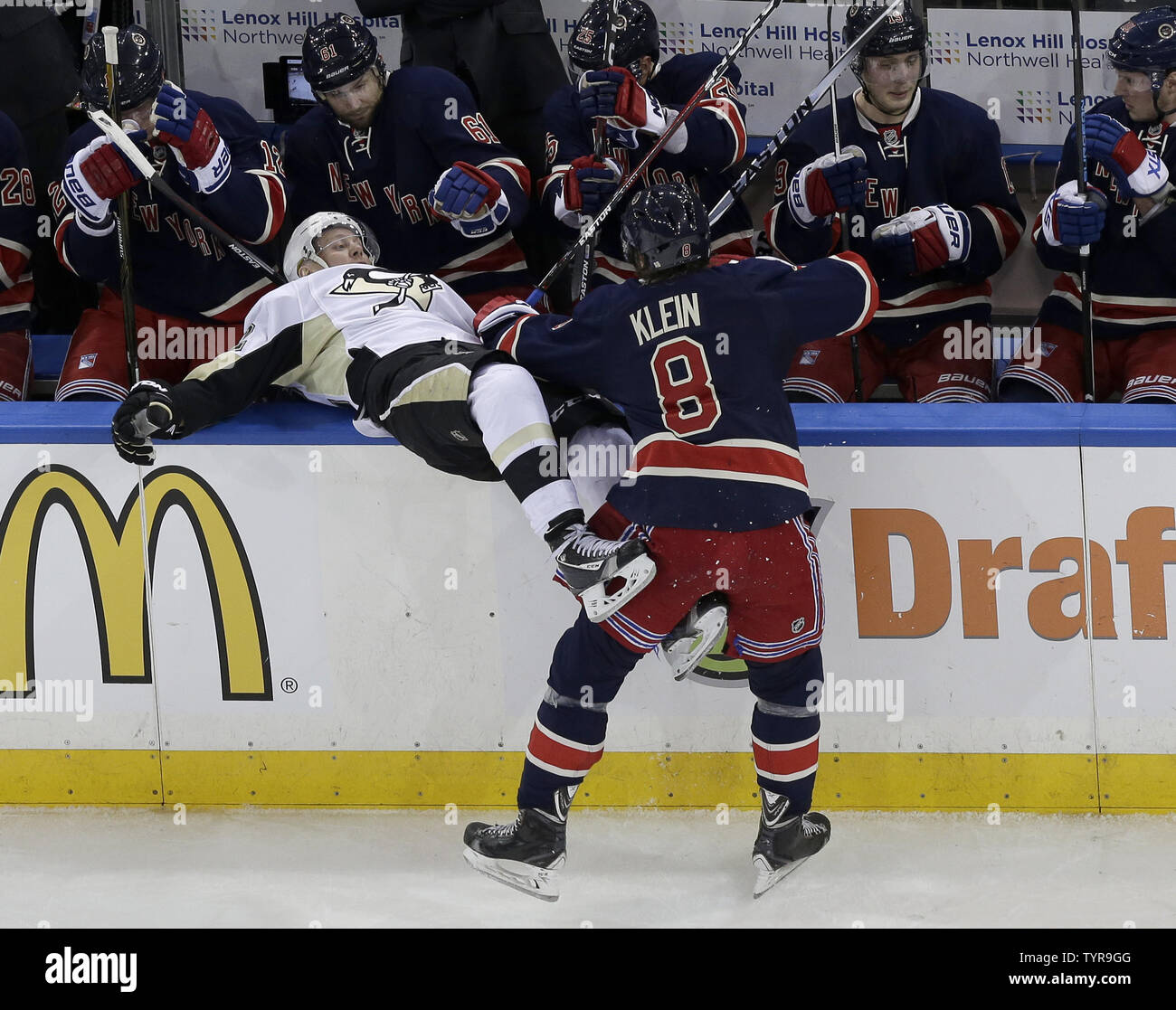 New York Rangers Kevin Klein forces Pittsburgh Penguins Patric ...