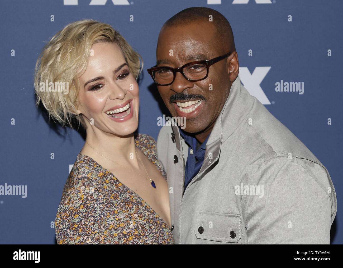 Sarah Paulson And Courtney B Vance Arrive On The Red Carpet At The Fx Networks Upfront Screening Of The People V O J Simpson American Crime Story At Amc Empire 25 Theater On