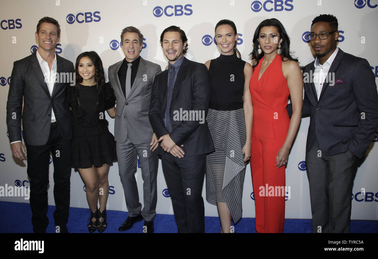 Ward Horton, Brenda Song, Augustus Prew, Dermot Mulroney, Odette Annable, Reshma Shetty and Aaron Jennings arrive on the red carpet at the 2016 CBS Upfront at Oak Room on May 18, 2016 in New York City.    Photo by John Angelillo/UPI Stock Photo