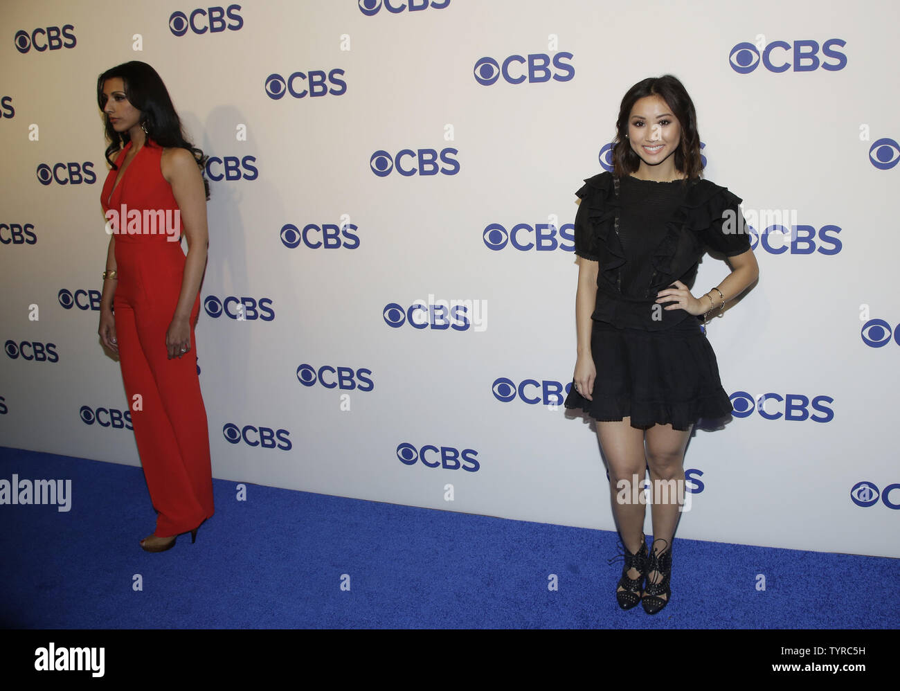 Reshma Shetty and Brenda Song arrive on the red carpet at the 2016 CBS Upfront at Oak Room on May 18, 2016 in New York City.    Photo by John Angelillo/UPI Stock Photo
