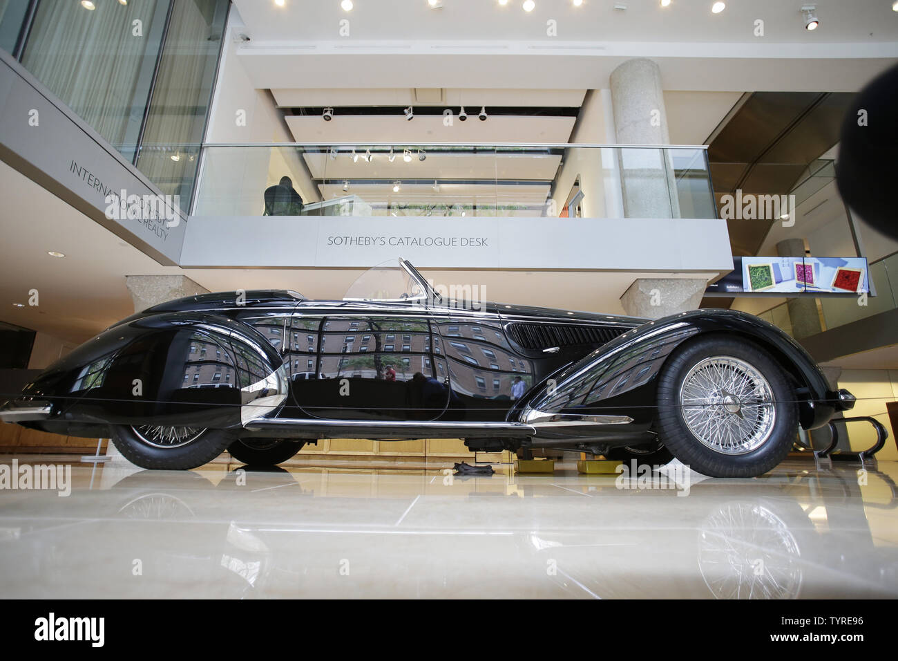 A rare and highly coveted pre-war Alfa Romeo is on display at Sotheby's
