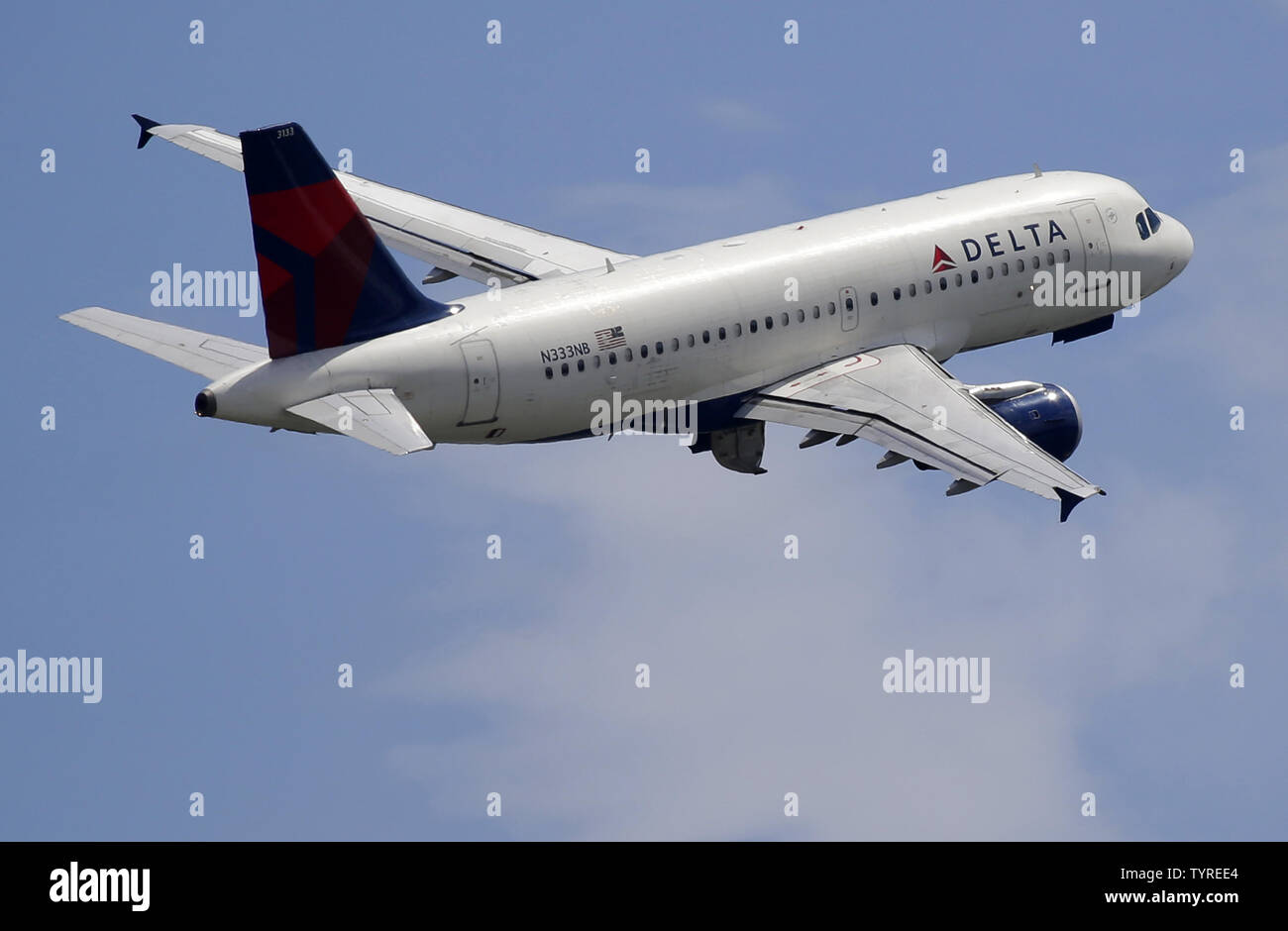 A Delta Airlines plane takes off from LaGuardia Airport in New York City on August 8, 2016 in New York City. Delta began to resume flights but still expect massive cancelations and delays after after a computer glitch shut down the airline completely this morning.    Photo by John Angelillo/UPI Stock Photo