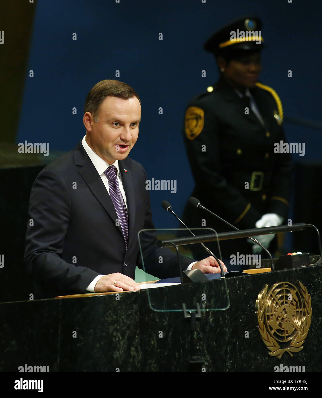 Andrzej Duda, president of Poland, addresses the 71st session of the