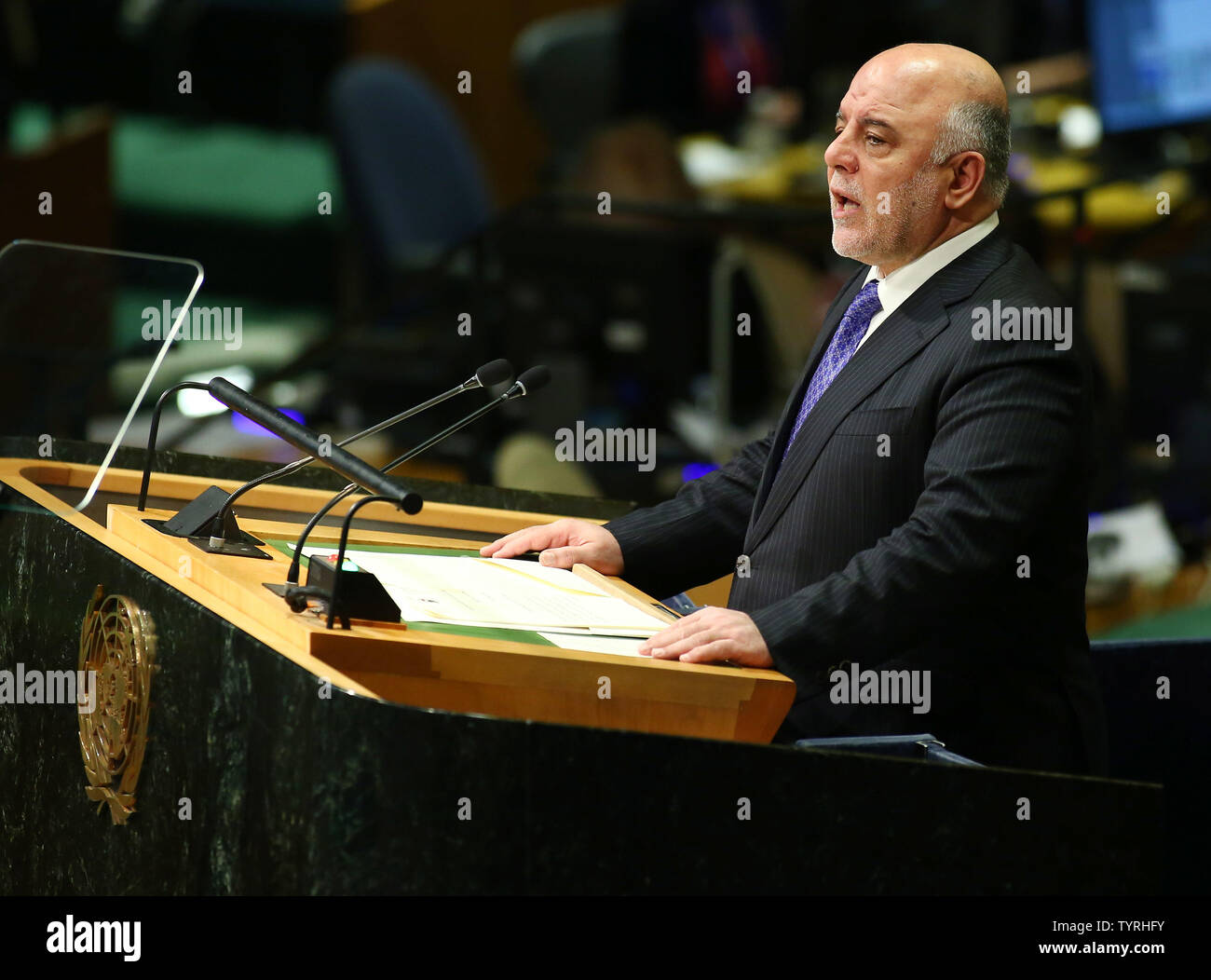 Haider Al Abadi, prime minister Iraq, addresses the 71st session of the ...