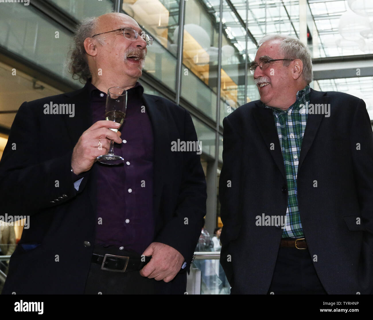 Princeton University professor of physics Duncan Haldane celebrates his