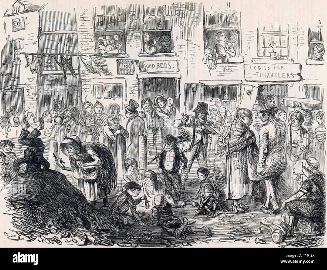 A COURT FOR KING CHOLERA  1852 engraving of insanitary conditions in London Stock Photo