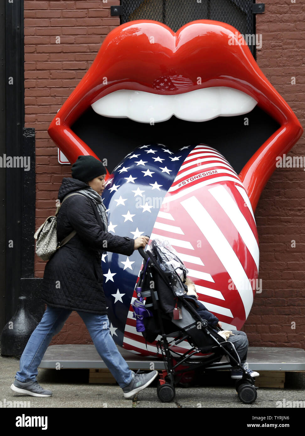 Giant Art Installations Of The Rolling Stones Legendary Tongue Logo Are On Display Outside Of Industria