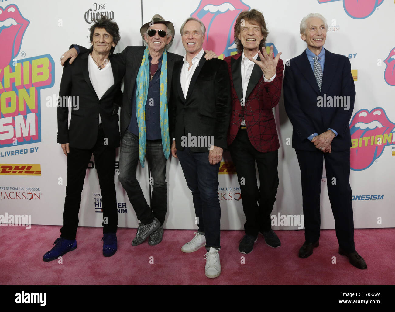 Designer Tommy Hilfiger arrives on the red carpet along with The Rolling  Stones band members Ron Wood, Keith Richards, Mick Jagger and Charlie Watts  at Industria in the West Village at the