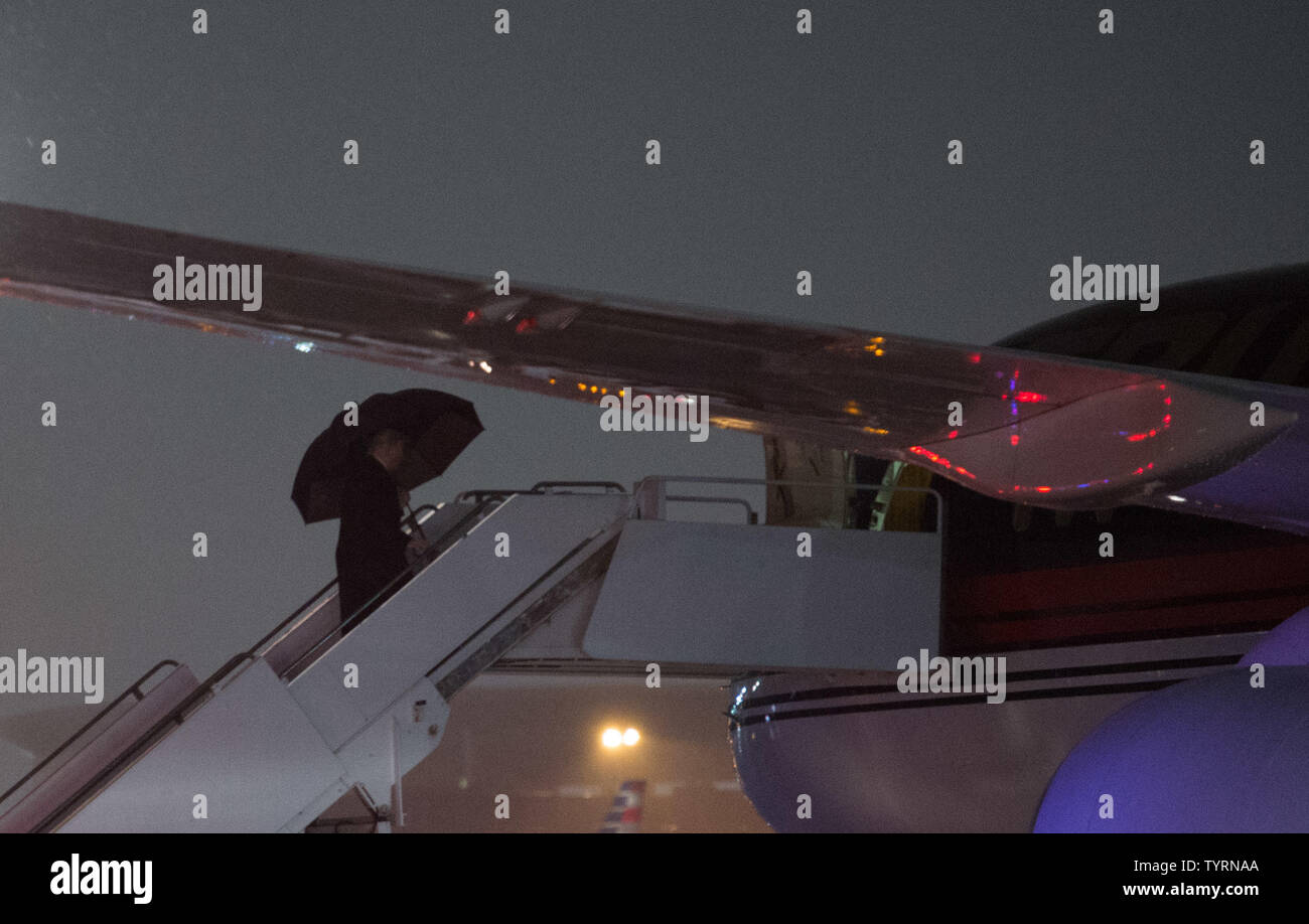 U.S. President-elect Donald Trump boards his plane at LaGuardia airport on January 17, 2017 in New York City.   Photo by Bryan R. Smith/UPI Stock Photo