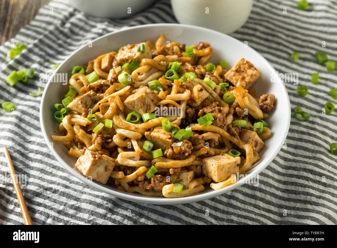 Homemade Japanese Mapo Tofu Udon Noodles Bowl Stock Photo Alamy
