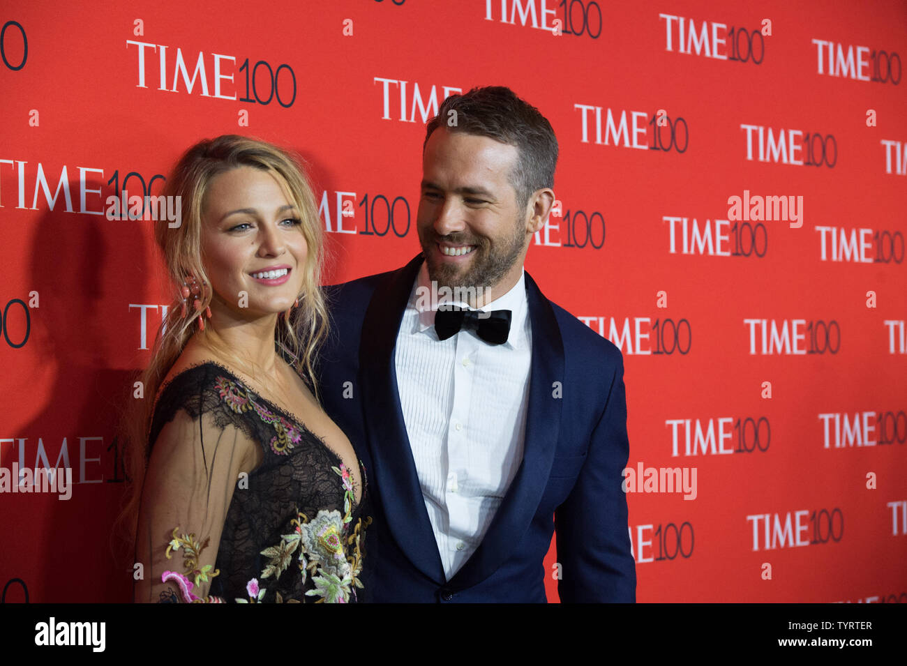 Blake Lively and Ryan Reynolds arrive on the red carpet at the TIME 100 Gala at Frederick P. Rose Hall, Home of Jazz at Lincoln Center, in New York City on April 26, 2017. TIME 100 celebrates TIME Magazine's list of the 100 Most Influential People in the World.      Photo by Bryan R. Smith/UPI Stock Photo