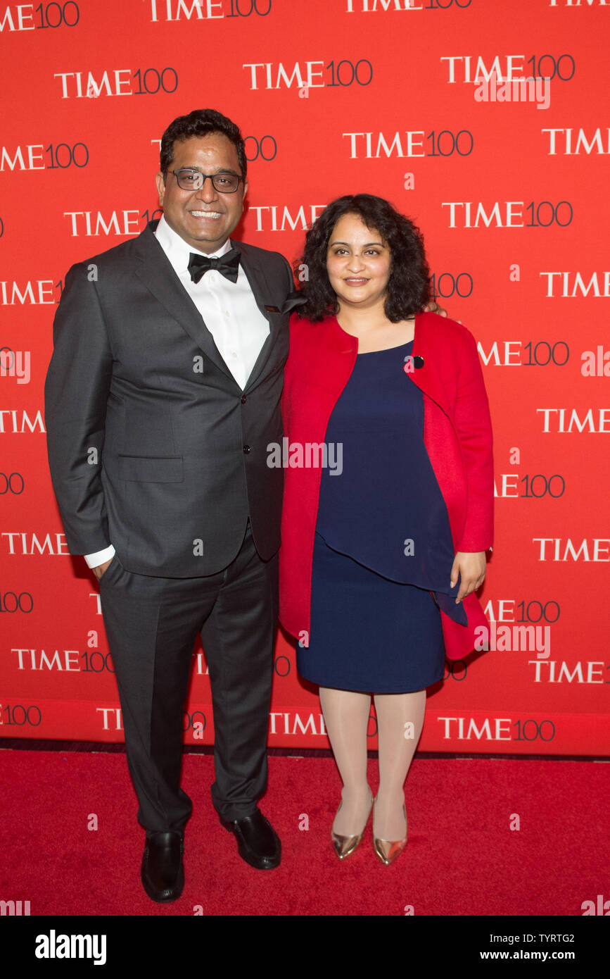 Vijay Shekhar Sharma, L arrives on the red carpet at the TIME 100 Gala at Frederick P. Rose Hall, Home of Jazz at Lincoln Center, in New York City on April 26, 2017. TIME 100 celebrates TIME Magazine's list of the 100 Most Influential People in the World.      Photo by Bryan R. Smith/UPI Stock Photo