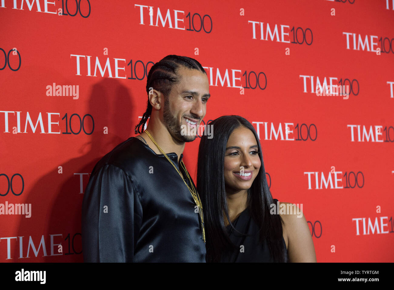 Colin Kaepernick and Nessa arrive on the red carpet at the TIME 100 Gala at Frederick P. Rose Hall, Home of Jazz at Lincoln Center, in New York City on April 26, 2017. TIME 100 celebrates TIME Magazine's list of the 100 Most Influential People in the World.      Photo by Bryan R. Smith/UPI Stock Photo