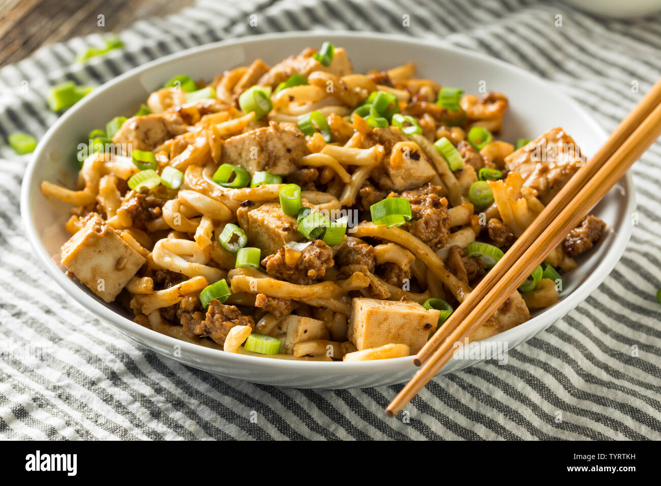 Homemade Japanese Mapo Tofu Udon Noodles Bowl Stock Photo Alamy