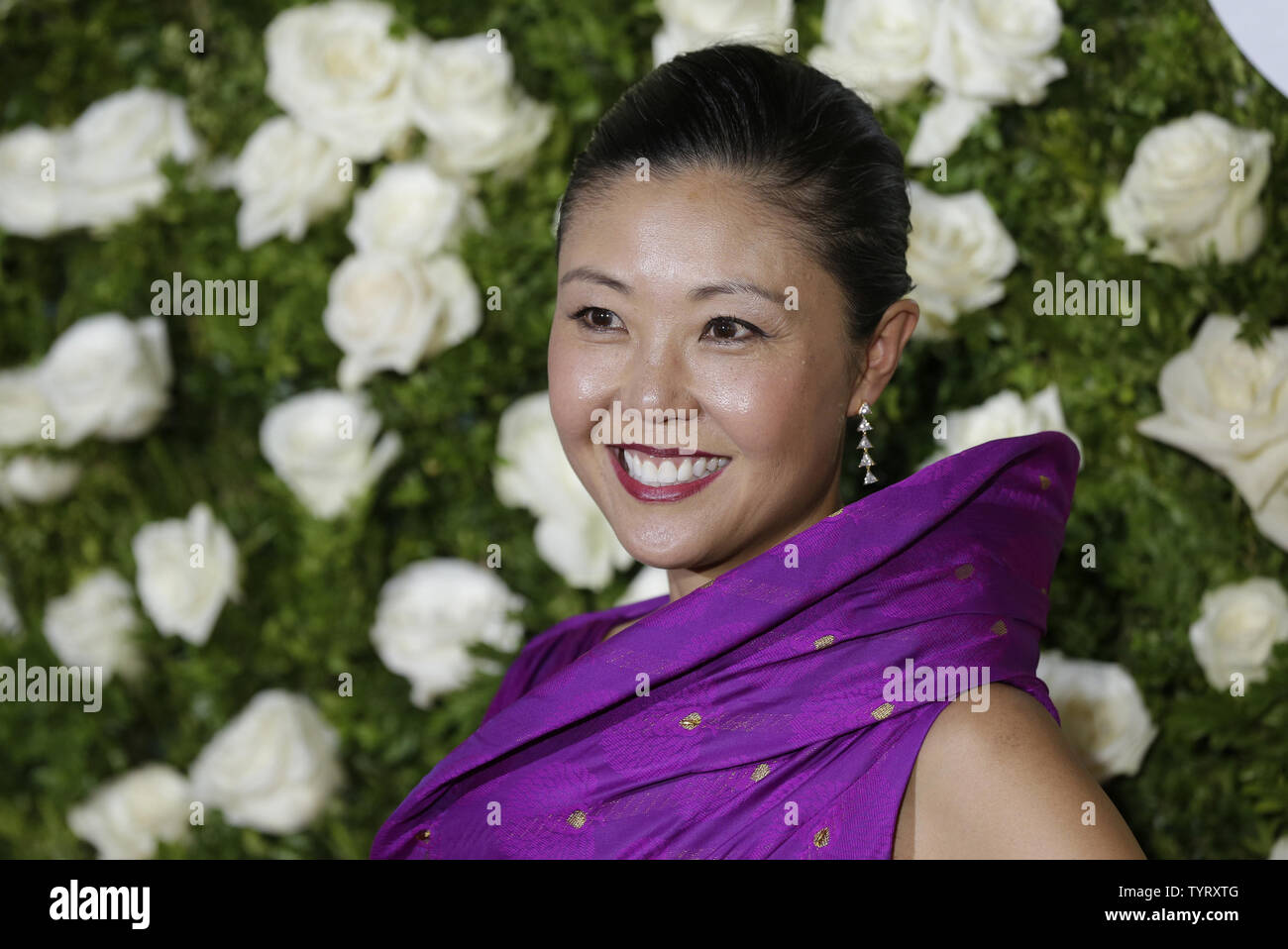 Linda Cho arrives on the red carpet at the 71st Annual Tony Awards at