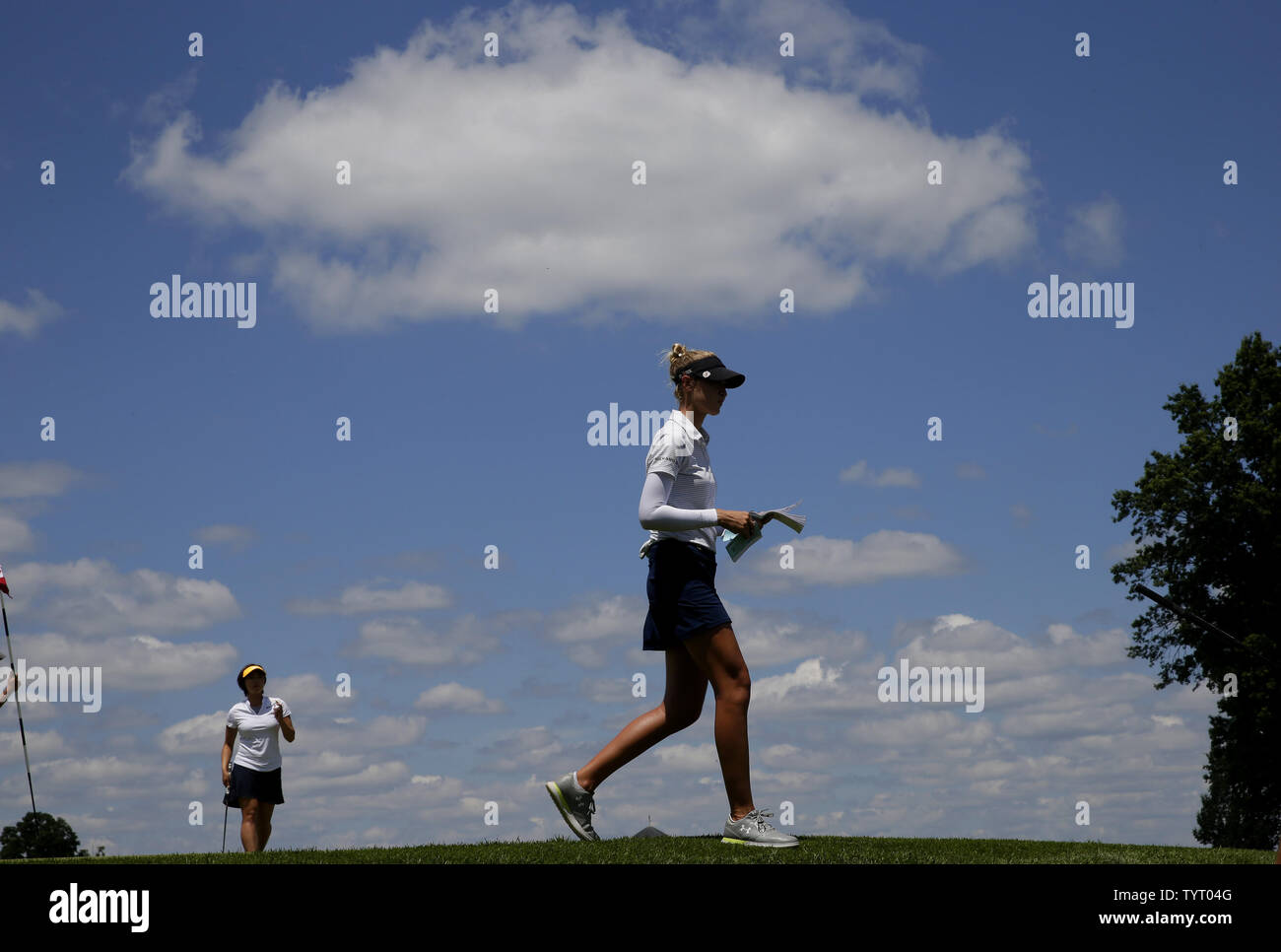 Nelly Korda walks off of the 15th green at Trump National Golf Club in the final round of the LPGA U.S. Women's Open Championship  in Bedminster, NJ on July 14, 2017. Sung Hyun Park wins her first major with a score of 11 under par.      Photo by John Angelillo/UPI Stock Photo