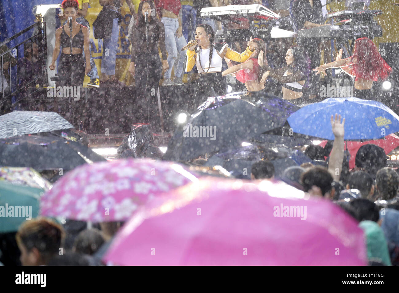 Demi Lovato Performs In The Rain On The Good Morning America Show