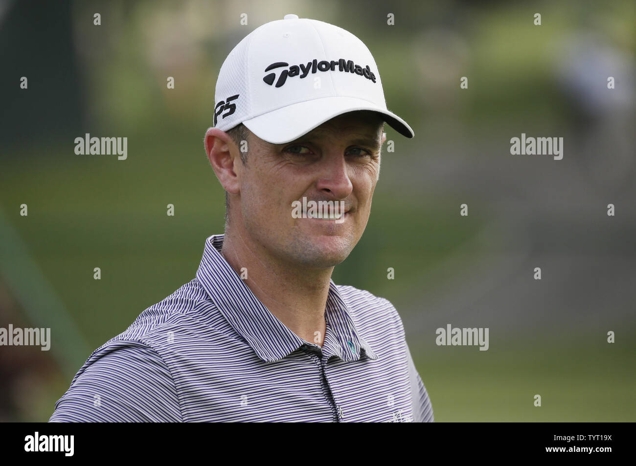Justin Rose of England stands on the practice green at a practice round before The Northern Trust golf championship at the Glen Oaks Club in Old Westbury, New York on August 22, 2017. Glen Oaks Club is hosting THE NORTHERN TRUST for the first time.     Photo by John Angelillo/UPI Stock Photo