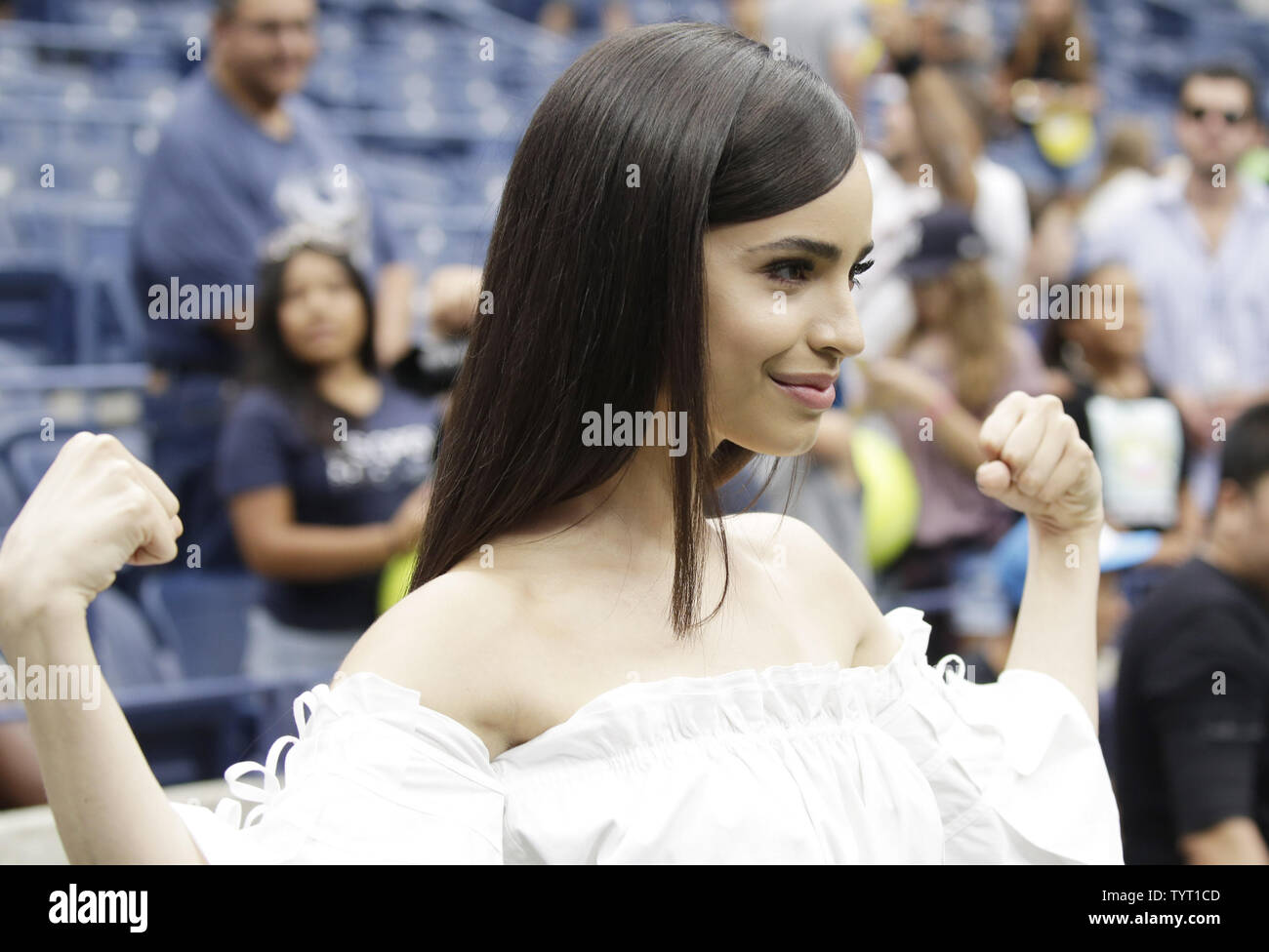 Sofia Carson arrives for Arthur Ashe Kids Day in Arthur Ashe Stadium at