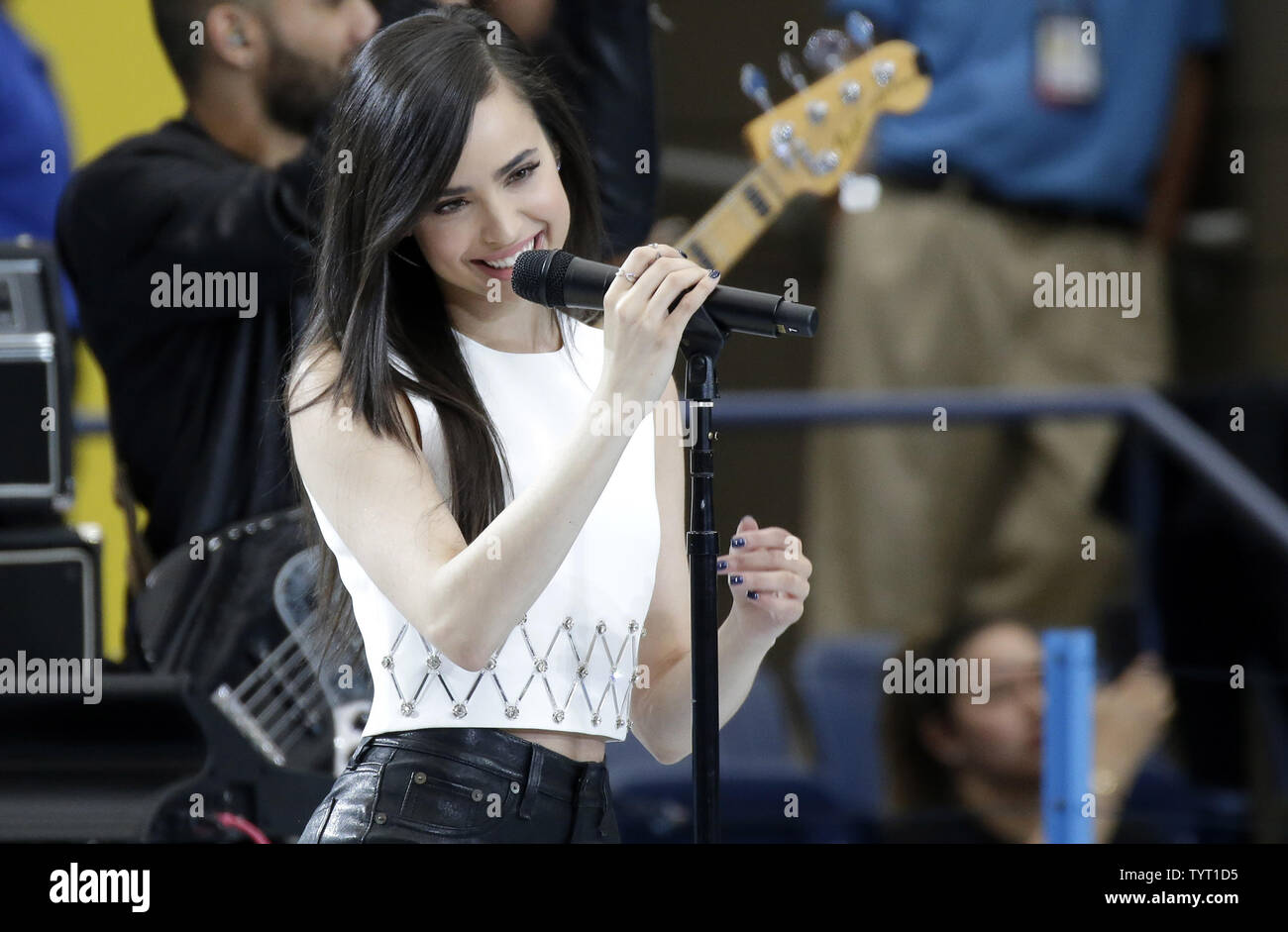 Sofia Carson performs on Arthur Ashe Kids Day in Arthur Ashe Stadium at