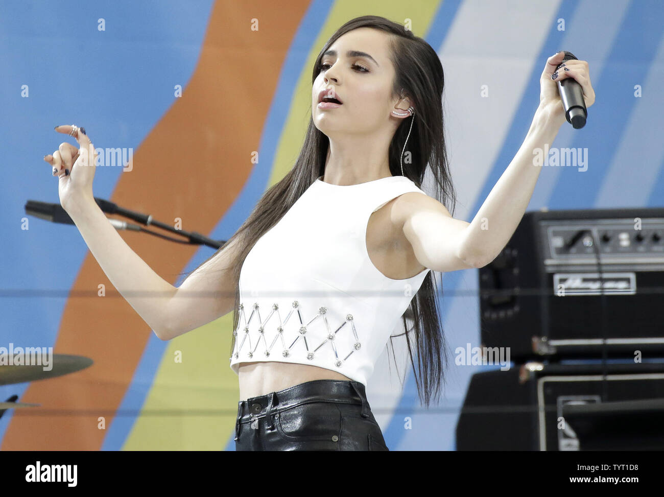 Sofia Carson performs on Arthur Ashe Kids Day in Arthur Ashe Stadium at