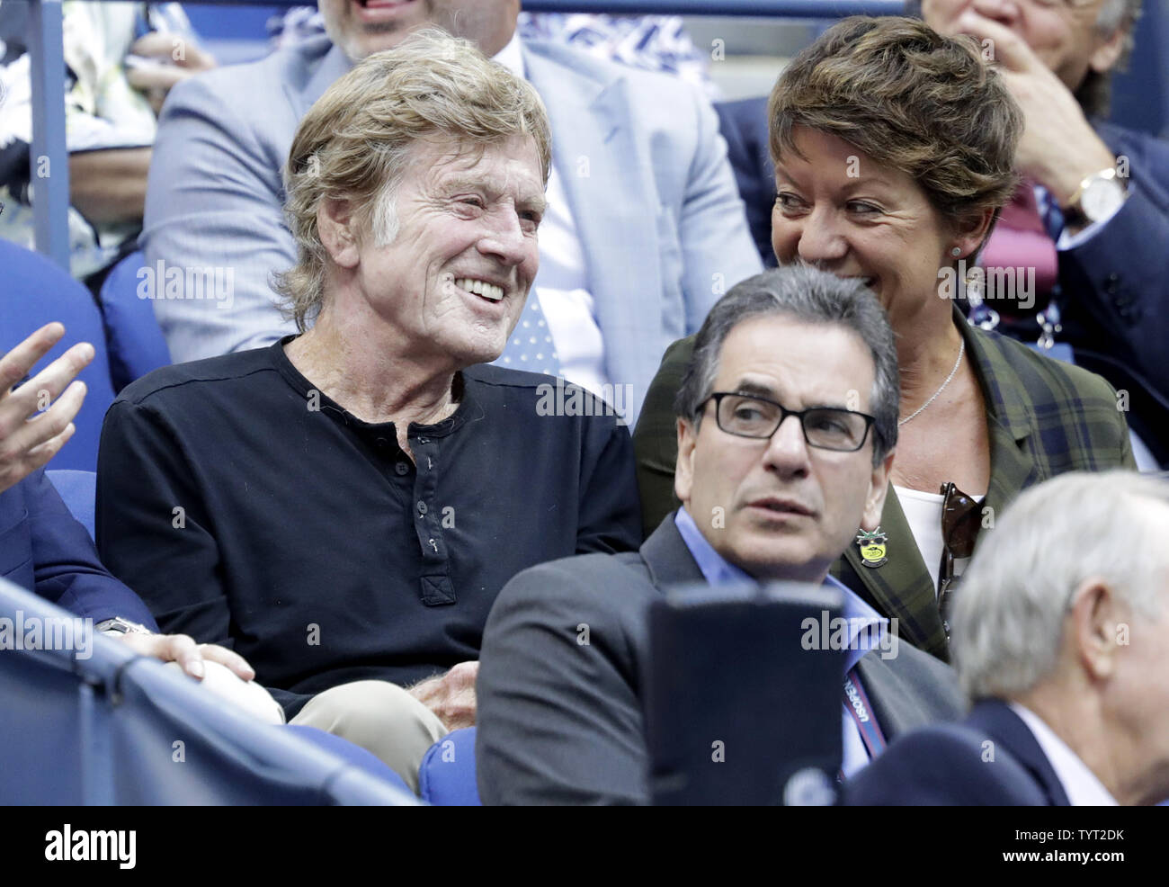 Robert Redford watches tennis in the semi-finals at the 2017 US Open Tennis Championships at the USTA Billie Jean King National Tennis Center in New York City on September 8, 2017.      Photo by John Angelillo/UPI Stock Photo