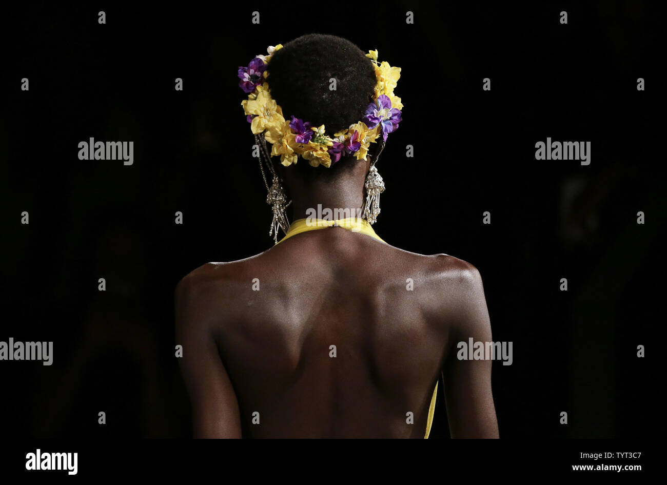 A model walks the runway for TRESemme at Naeem Khan fashion show at New