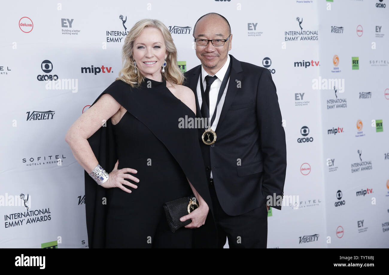 Rebecca Gibney and Tony Ayres arrive on the red carpet at the 45th International Emmy Awards at the New York Hilton in New York City on November 20, 2017.       Photo by John Angelillo/UPI Stock Photo