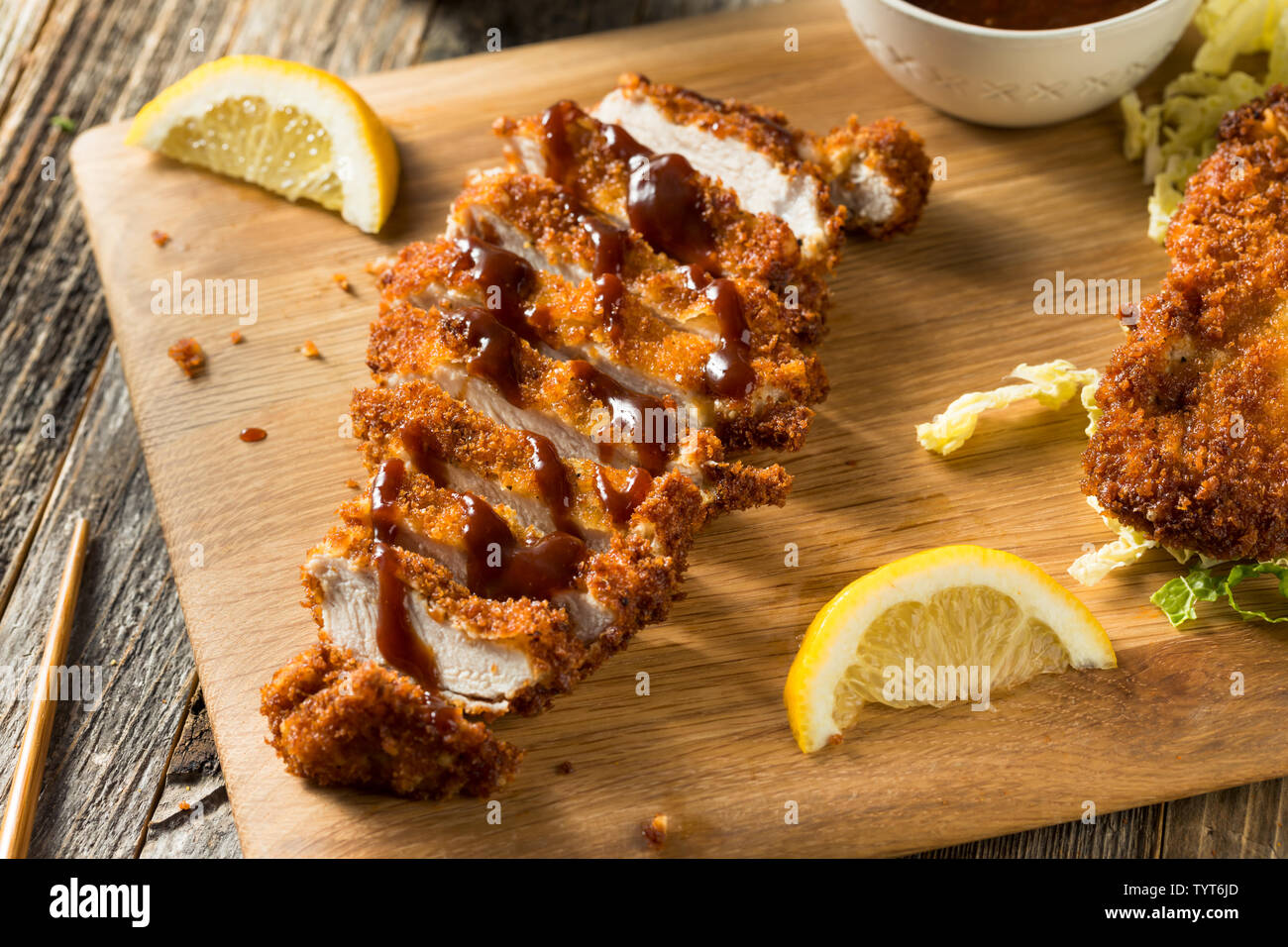 Homemade Japanese Pork Tonkatsu with Cabbage and Sauce Stock Photo Alamy